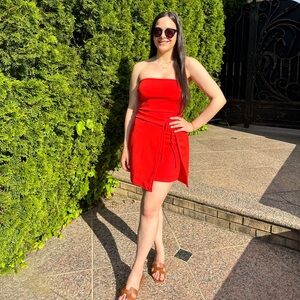 Strapless Wrap Mini Dress